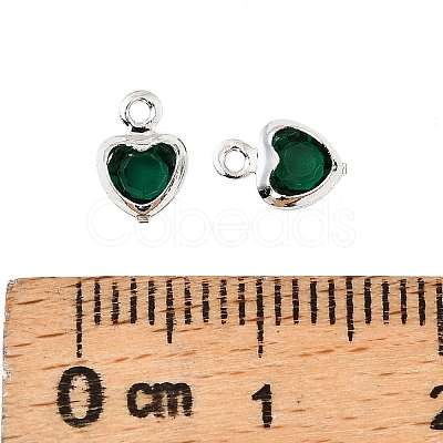 Heart Brass Glass Charms KK-S385-01S-06-1