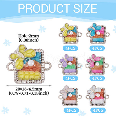 24Pcs 6 Colors Alloy Enamel Connector Charms FIND-TA0009-52-1