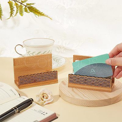 2Pcs Chinese Style Rectangle Bamboo Business Card Holder DJEW-OC0001-13-1