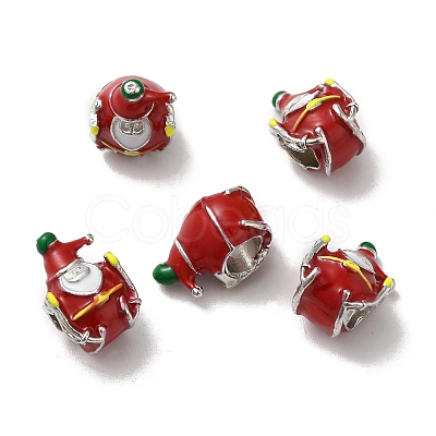 Christmas Theme Alloy Enamel European Beads PALLOY-D058-01P-04-1