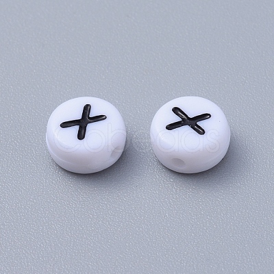Acrylic Horizontal Hole Letter Beads X-PL37C9070-X-1
