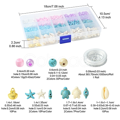 DIY Synthetic Turquoise & Seed Beads Bracelets Making Kits DIY-FS0007-01-1