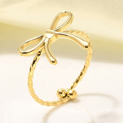 304 Stainless Steel Open Cuff Ring for Women LS-RJEW-B109-01G-02-1