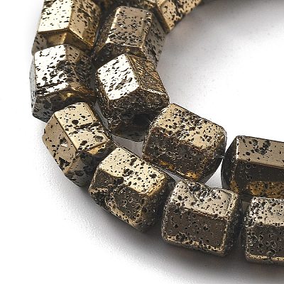 Electroplated Natural Lava Rock Beads Strands G-A251-A01-01E-1