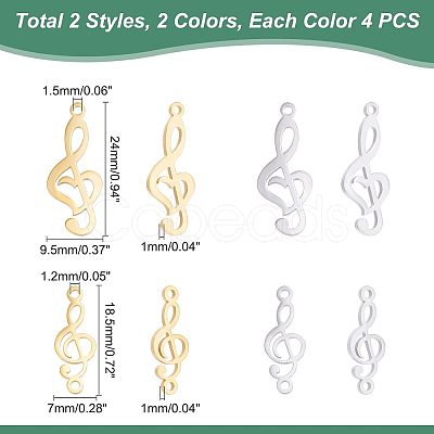 8Pcs 201 Stainless Steel Links & 8Pcs 201 Stainless Steel Pendants STAS-UN0032-38-1