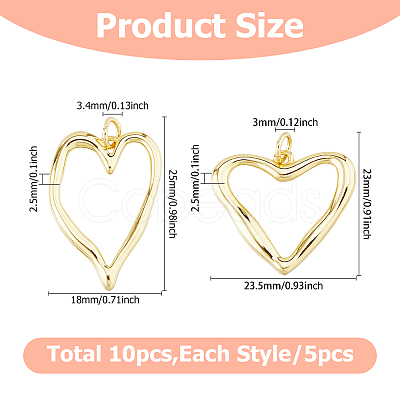 10Pcs 2 Styles Brass Pendants KK-HS0015-24-1
