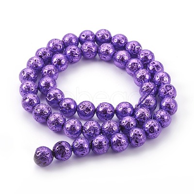 Electroplated Natural Lava Rock Bead Strands G-E511-01C-8mm-1