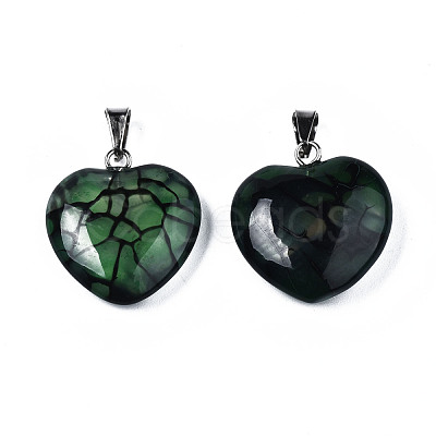 Natural Dragon Veins Agate Pendants G-N0325-14C-1