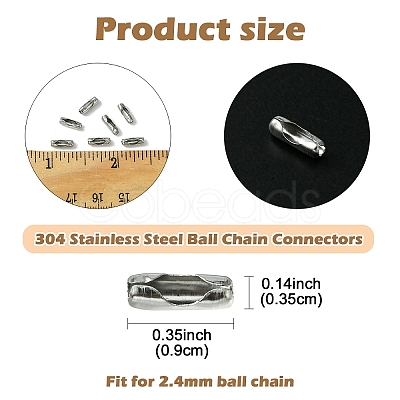 304 Stainless Steel Ball Chain Connectors STAS-YW0001-76P-1