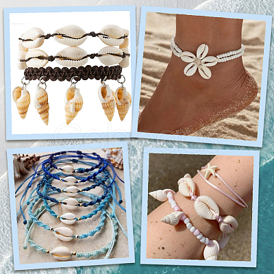 DIY 100Pcs 2 Styles Natural Shell Pendants Necklaces Making Kits DIY-SC0033-11-1
