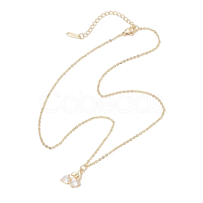 Brass Micro Pave Clear Cubic Zirconia Pendant Necklace NJEW-JN05390-01-1