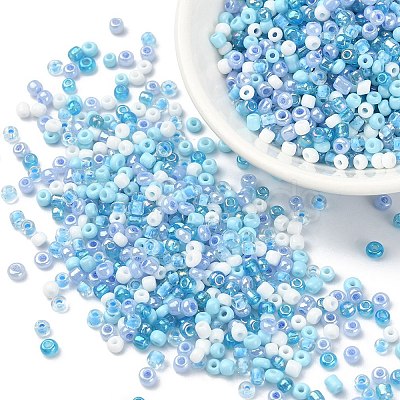Opaque & Transparent Inside Colours Glass Seed Beads SEED-YW0002-16B-1