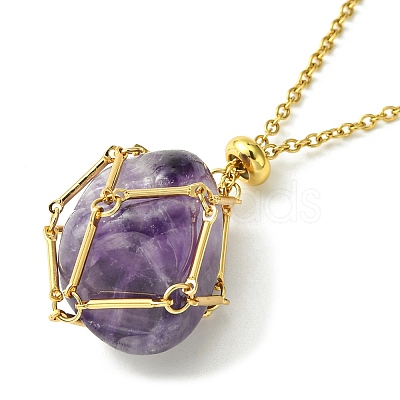 304 Stainless Steel Macrame Pouch Braided Gemstone Holder NJEW-JN04468-05-1