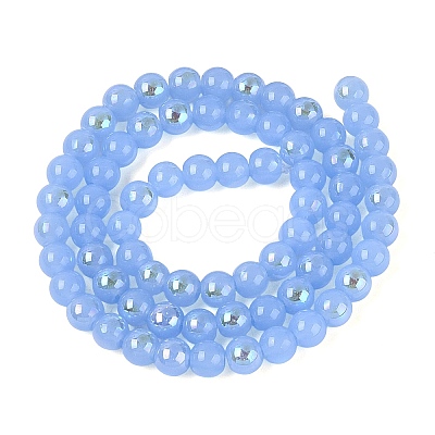Electroplate Imitation Jade Glass Beads Strands EGLA-Q132-6MM-01B-10-1