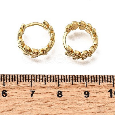 Brass Micro Pave Clear Cubic Zirconia Leaf Hoop Earrings EJEW-P322-15G-1