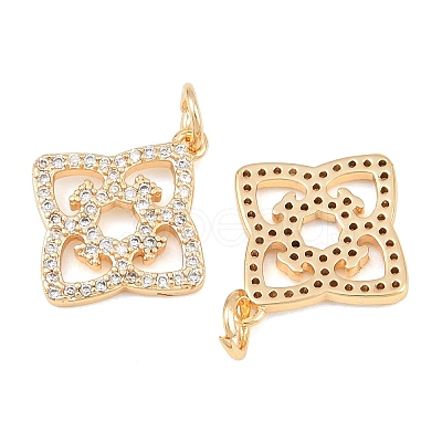 Brass Micro Pave Clear Cubic Zirconia Pendants CU-CBA7BFE-02A-G-1