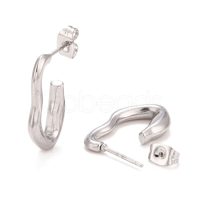 Non-Tarnish 304 Stainless Steel C-shape Stud Earrings EJEW-P197-03P-1