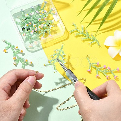 10 Colors Handmade Glass Seed Beaded Flower Pendants PALLOY-CJ00092-1
