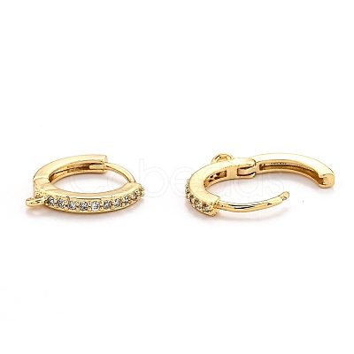 Brass Micro Pave Clear Cubic Zirconia Huggie Hoop Earring Findings X-EJEW-O107-01G-1