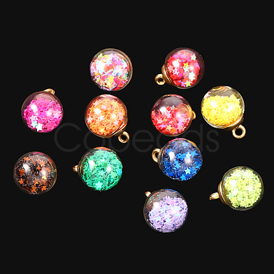45Pcs 15 Colors Glass Ball Pendants GLAA-YW0001-17-1