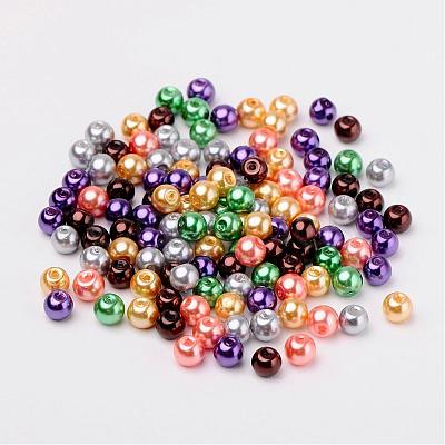 Halloween Mix Pearlized Glass Pearl Beads HY-X006-6mm-07-1