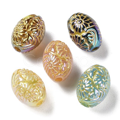 Golden Metal Enlaced Opaque Acrylic Beads OACR-H040-07-1