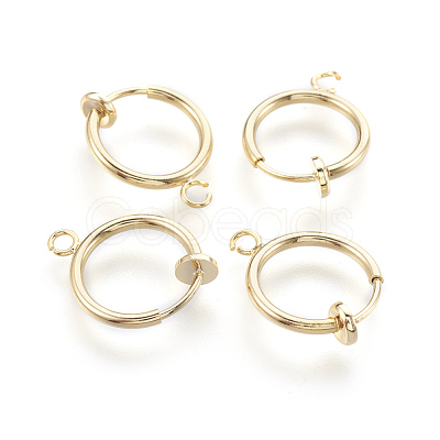 Brass Clip-on Hoop Earrings KK-L169-06G-1