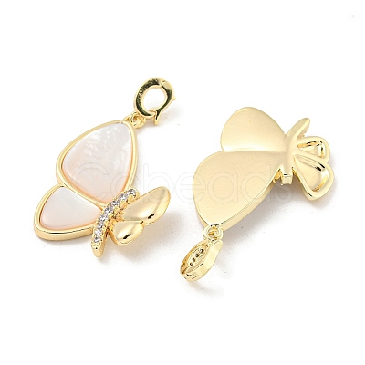 Brass Micro Pave Clear Cubic Zirconia Pendants KK-L211-019G-01-1