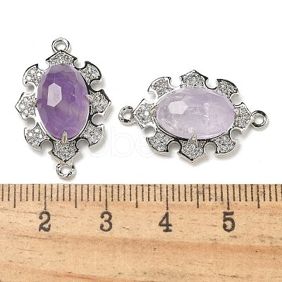 Natural Amethyst Faceted Oval Connector Charms G-G181-06P-04-1