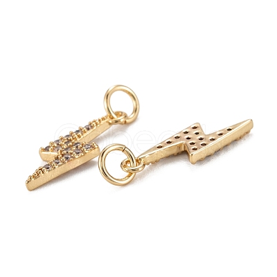Brass Clear Cubic Zirconia Charms ZIRC-C024-14G-1