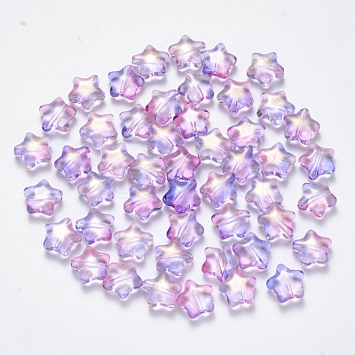 Spray Painted Glass Beads GLAA-R211-04-E02-1
