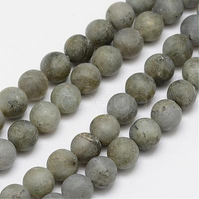 Natural Labradorite Frosted Bead Strands G-O155-04B-4mm-1