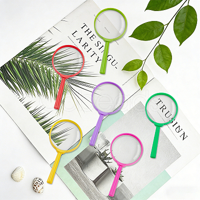 48Pcs 8 Colors Plastic Handheld Magnifier for Children DIY-WA0001-02-1