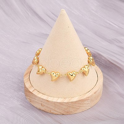 304 Stainless Steel Heart Link Chain Bracelets for Valentine's Day Gift BJEW-D359-17D-G-1