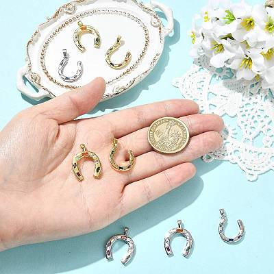 2Pcs Brass Micro Pave Cubic Zirconia Pendants KK-FS0002-14P-1