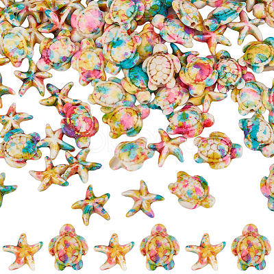 100Pcs 2 Styles Synthetic Turquoise Dyed Beads G-SC0003-28B-1