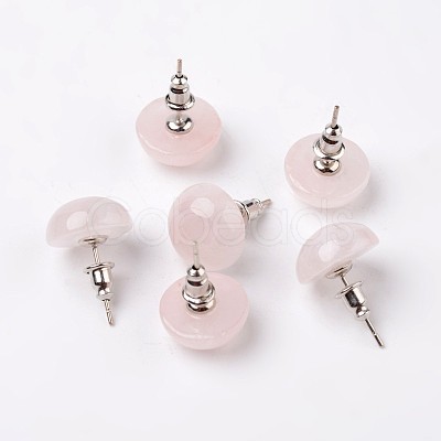 Half Round Dome Natural & Synthetic Mixed Stone Stud Earrings EJEW-L171-M-1