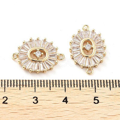 Brass Pave Clear Glass Connector Charms KK-Q811-02KCG-1