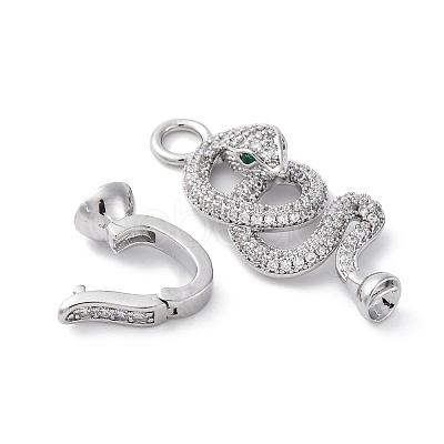 Brass Micro Pave Cubic Zirconia Fold Over Clasps KK-D360-13P-1