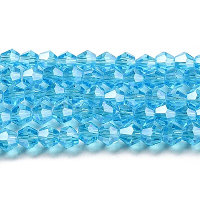 Transparent Electroplate Glass Beads Strands GLAA-F029-4mm-C19-1