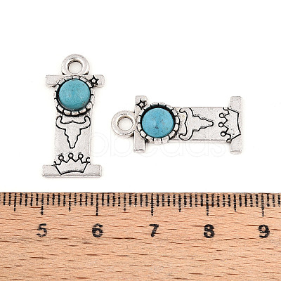 Synthetic Turquoise & Alloy Pendants PALLOY-H146-01AS-I-1