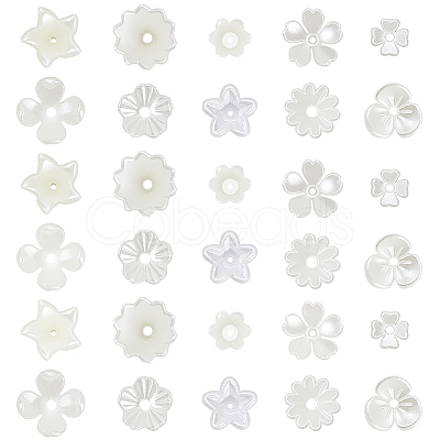 600Pcs 10 Styles ABS Plastic Imitation Pearl & Acrylic Bead Caps OACR-SC0002-36-1