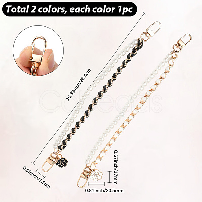 2Pcs 2 Colors Alloy Flower Phone Hand Strap Chains AJEW-SC0004-10E-1