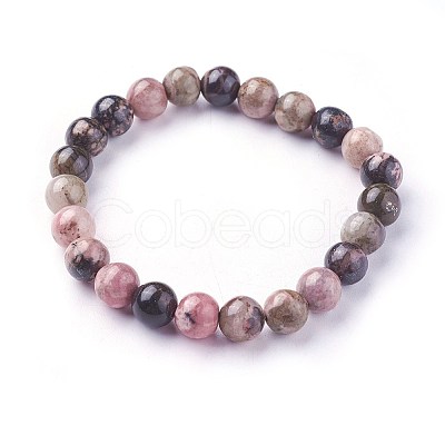 Natural Rhodonite Beads Stretch Bracelets X-BJEW-F380-01-B16-1