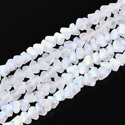 Frosted Transparent Glass Beads Strands GLAA-N054-4mm-01-1