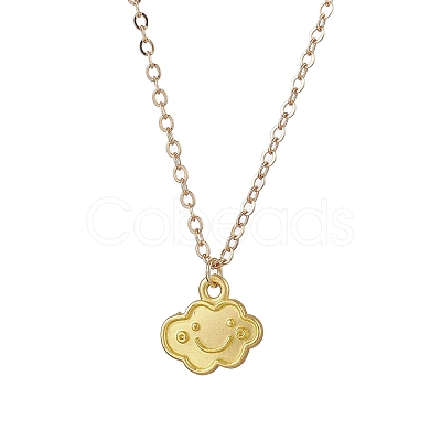 Cloud Face Alloy with Brass Pendant Necklaces NJEW-JN04907-1