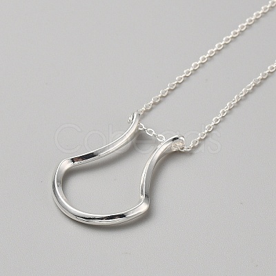 Zinc Alloy Teardrop Pendant Necklace with Steel Cable Chains NJEW-WH0002-97S-1