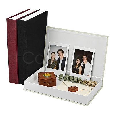 3Pcs 3 Colors Book Shaped Linen Magnetic Storage Boxes CON-GW0001-04-1