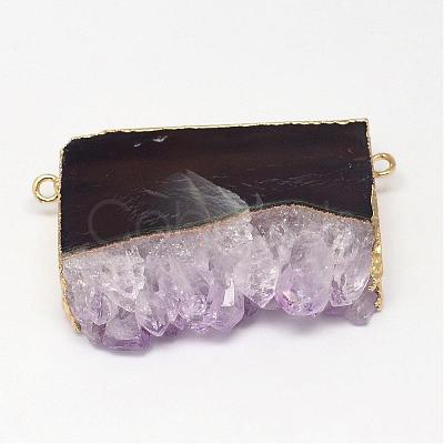 Natural Druzy Amethyst Links connectors G-G895-12G-1