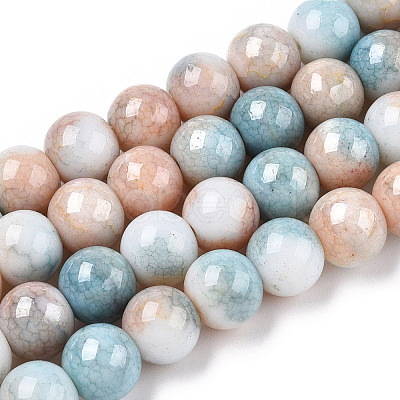 Ombre Effect Dyed Crackle Glass Beads X1-GLAA-T031-10mm-01C-1